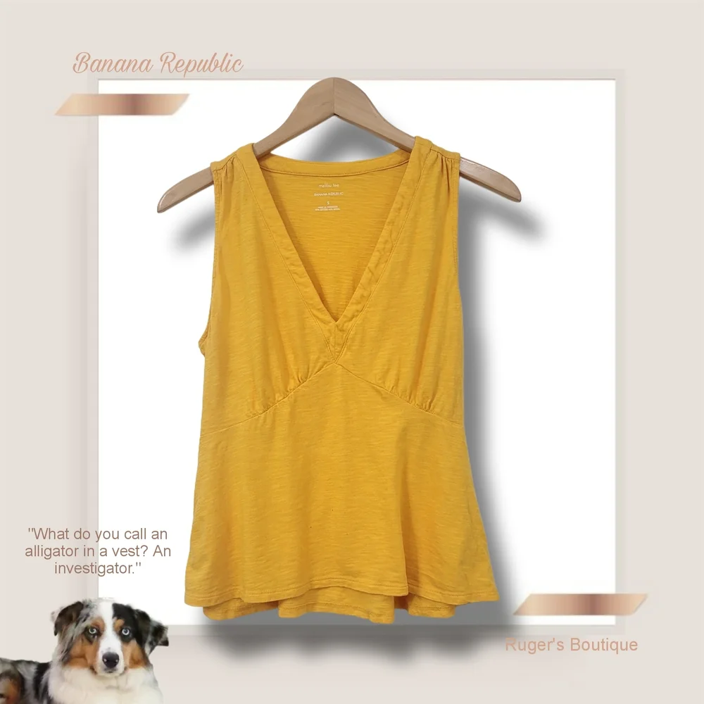 🌿Banana Republic Women's Small Yellow Sleeveless Summer Top🌞 - Picture 10 of 10